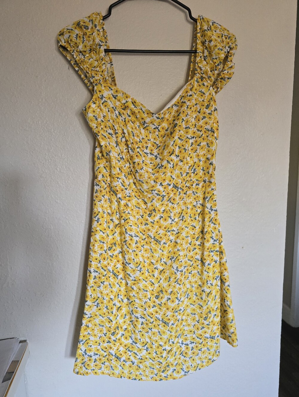 Yellow Floral Sundress with Ruffled Straps